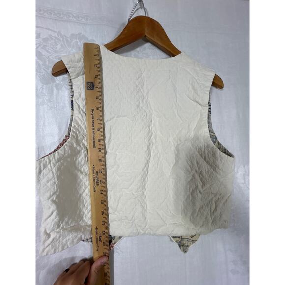 Vintage Vest Small Handmade Reversible Quilted Applique Flowers Cottage Grandma - Picture 8 of 11